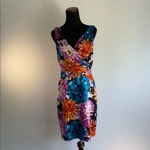 Kay Unger New York - Floral Silk Ruched Sheath Dress